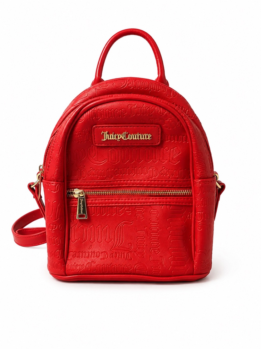 Juicy Couture Red Embossed Logo Mini Backpack with Gold Hardware